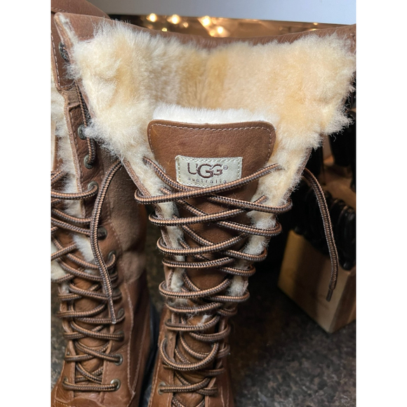 UGG Adirondack Tall Chestnut Leather Suede Boots - Picture 10 of 12